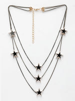 Thumbnail for NVR Women's Black Star-Shaped Layered Fashion Necklace - Distacart