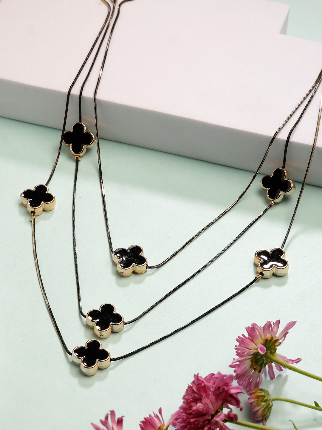 NVR Women's Black Layered Fashion Necklace - Distacart