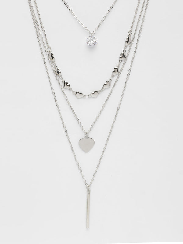 NVR Women's Silver-Plated Artificial Stones Layered Chain - Distacart