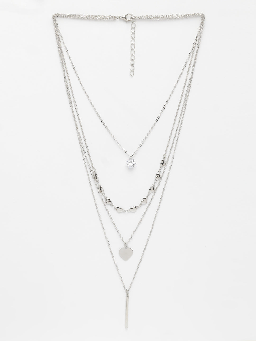 NVR Women's Silver-Plated Artificial Stones Layered Chain - Distacart