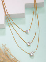 Thumbnail for NVR Women's Gold-Polished Artificial Stones Layered Chain