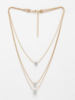 Thumbnail for NVR Women's Gold-Polished Artificial Stones Layered Chain