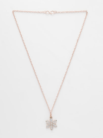 NVR Women's Rose Gold-Polished Chain With Snowflake Pendant - Distacart