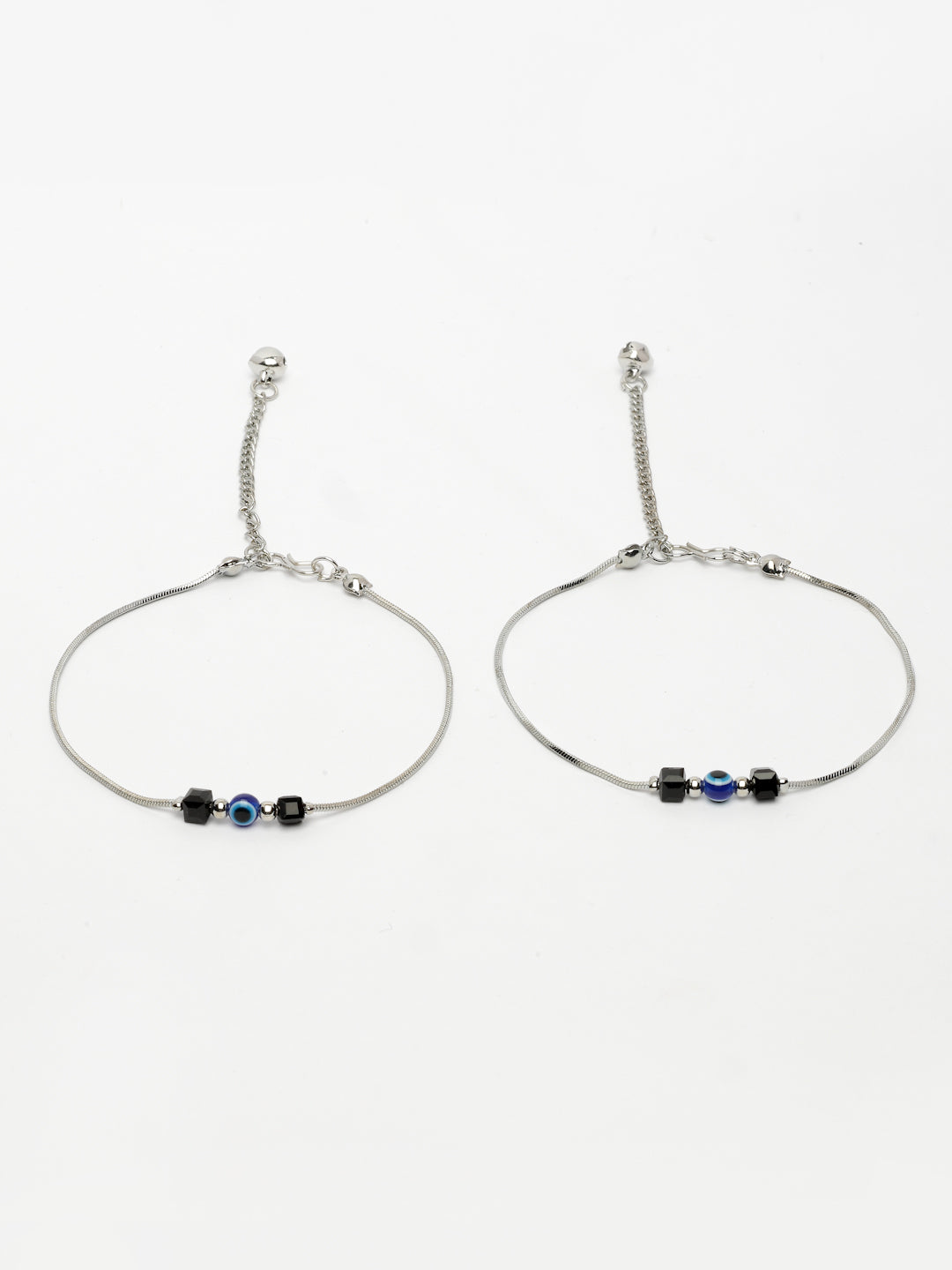 NVR Women's Silver-Plated Evil Eye Anklet - Distacart