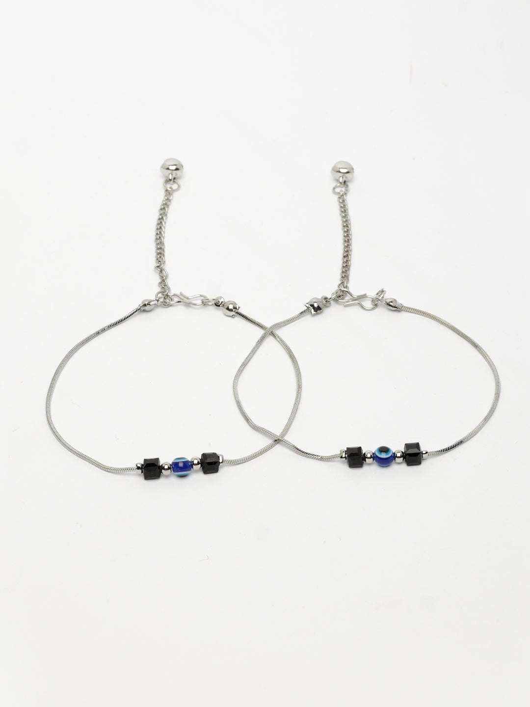 NVR Women's Silver-Plated Evil Eye Anklet