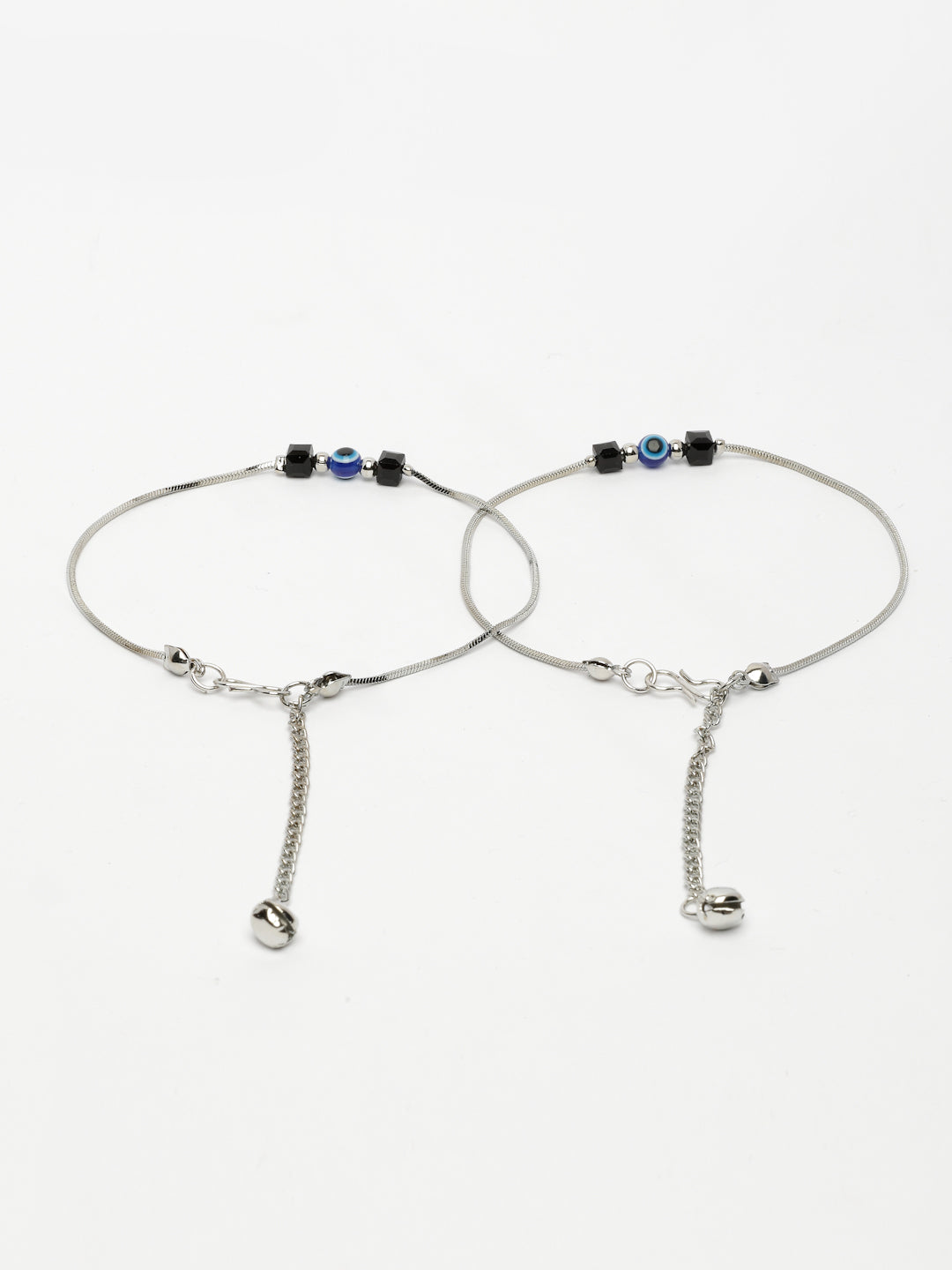 NVR Women's Silver-Plated Evil Eye Anklet - Distacart