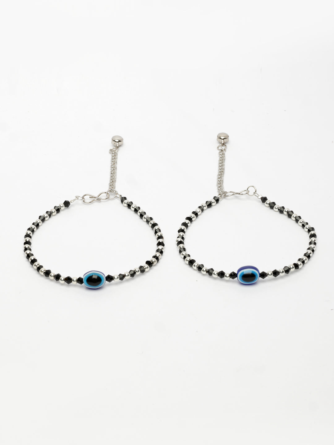 NVR Women's Silver-Plated Evil Eye Artificial Beads Anklet - Distacart