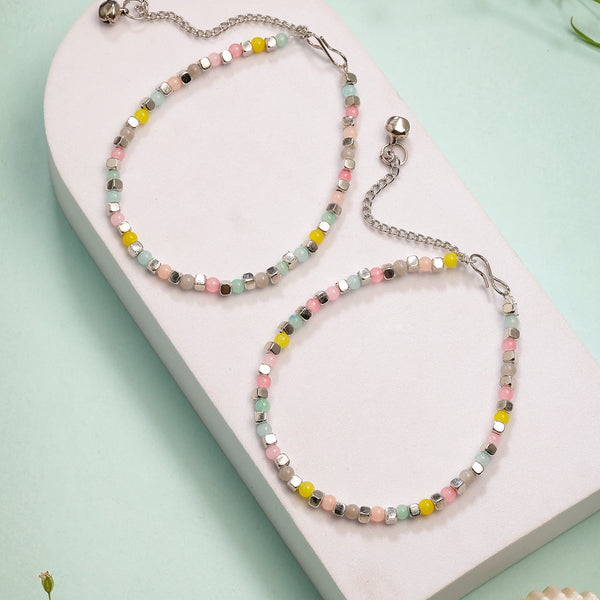 NVR Women's Multi-Coloured Artificial Beads Anklet - Distacart