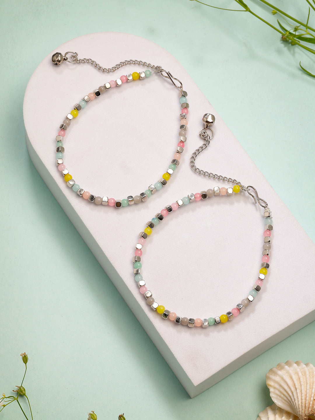 NVR Women's Multi-Coloured Artificial Beads Anklet - Distacart
