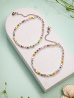 Thumbnail for NVR Women's Multi-Coloured Artificial Beads Anklet