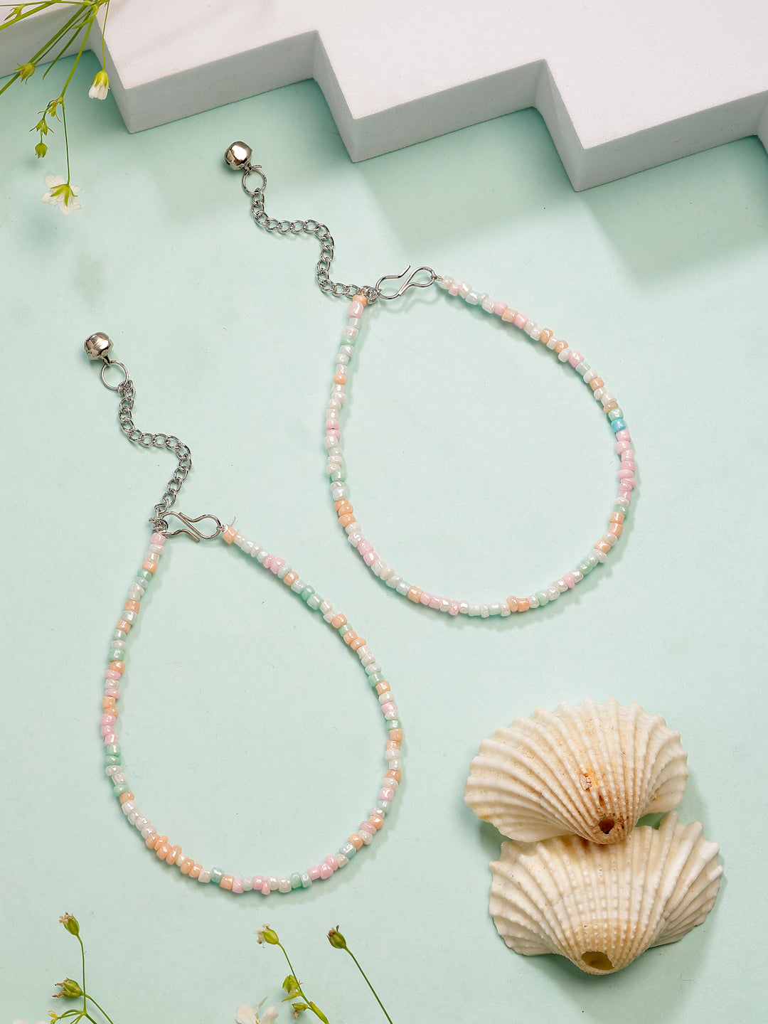 NVR Women's Multi-Coloured Artificial Beads Anklet - Distacart