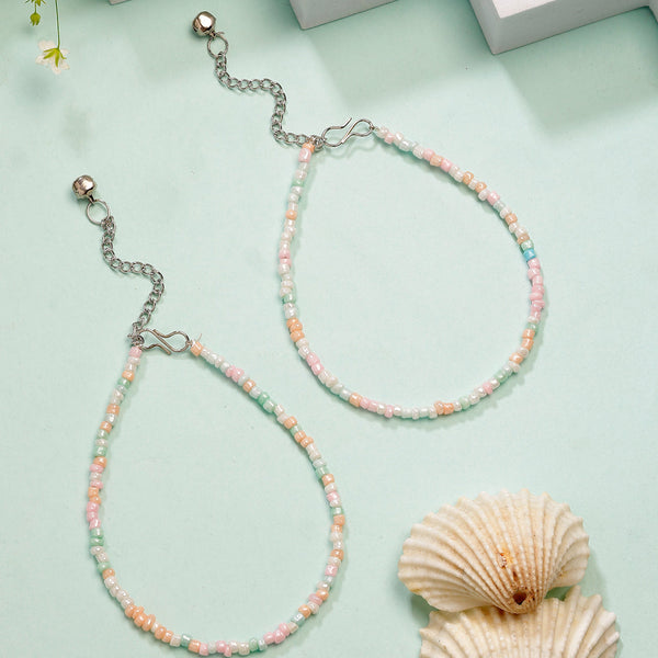 NVR Women's Multi-Coloured Artificial Beads Anklet - Distacart