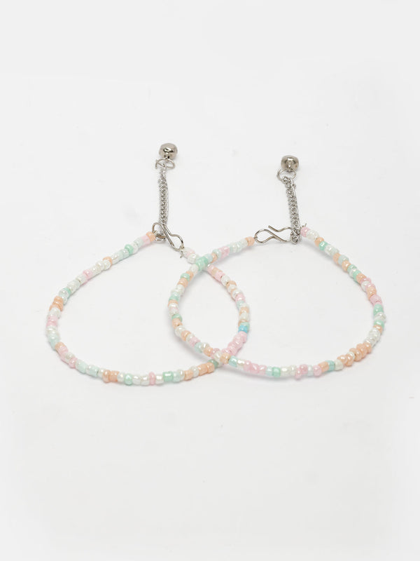 NVR Women's Multi-Coloured Artificial Beads Anklet