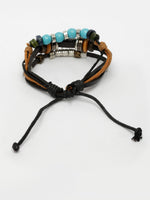 Thumbnail for NVR Men's Evil Eye Multi-Coloured Leather Wraparound Bracelet - Distacart