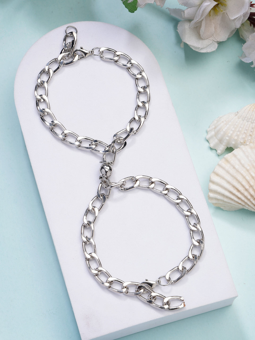 NVR Men's Set of 2 Silver-Plated Stainless Steel Link Bracelet - Distacart