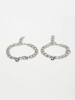 Thumbnail for NVR Men's Set of 2 Silver-Plated Stainless Steel Link Bracelet - Distacart