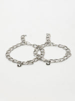 Thumbnail for NVR Men's Set of 2 Silver-Plated Stainless Steel Link Bracelet - Distacart