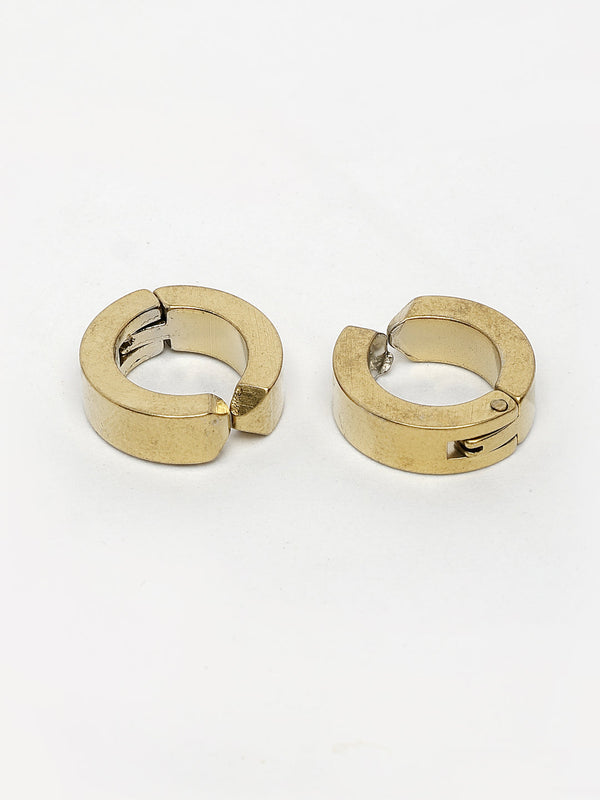 NVR Men's Gold-Polished Contemporary Hoop Earrings - Distacart