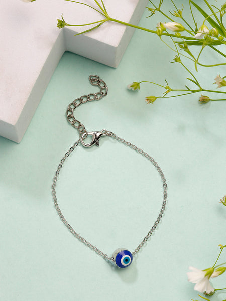 NVR Women's Silver-Plated Evil Eye Link Bracelet - Distacart
