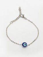 Thumbnail for NVR Women's Silver-Plated Evil Eye Link Bracelet - Distacart