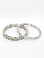 Thumbnail for NVR Women's Set of 4 Silver-Plated Cubic Zirconia Stone Studded Bangles