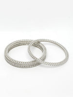 Thumbnail for NVR Women's Set of 4 Silver-Plated Cubic Zirconia Stone Studded Bangles