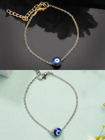 Thumbnail for NVR Women's Set of 2 Gold & Silver Polished Evil eye Link Bracelet - Distacart