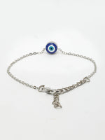 Thumbnail for NVR Women's Set of 2 Gold & Silver Polished Evil eye Link Bracelet - Distacart