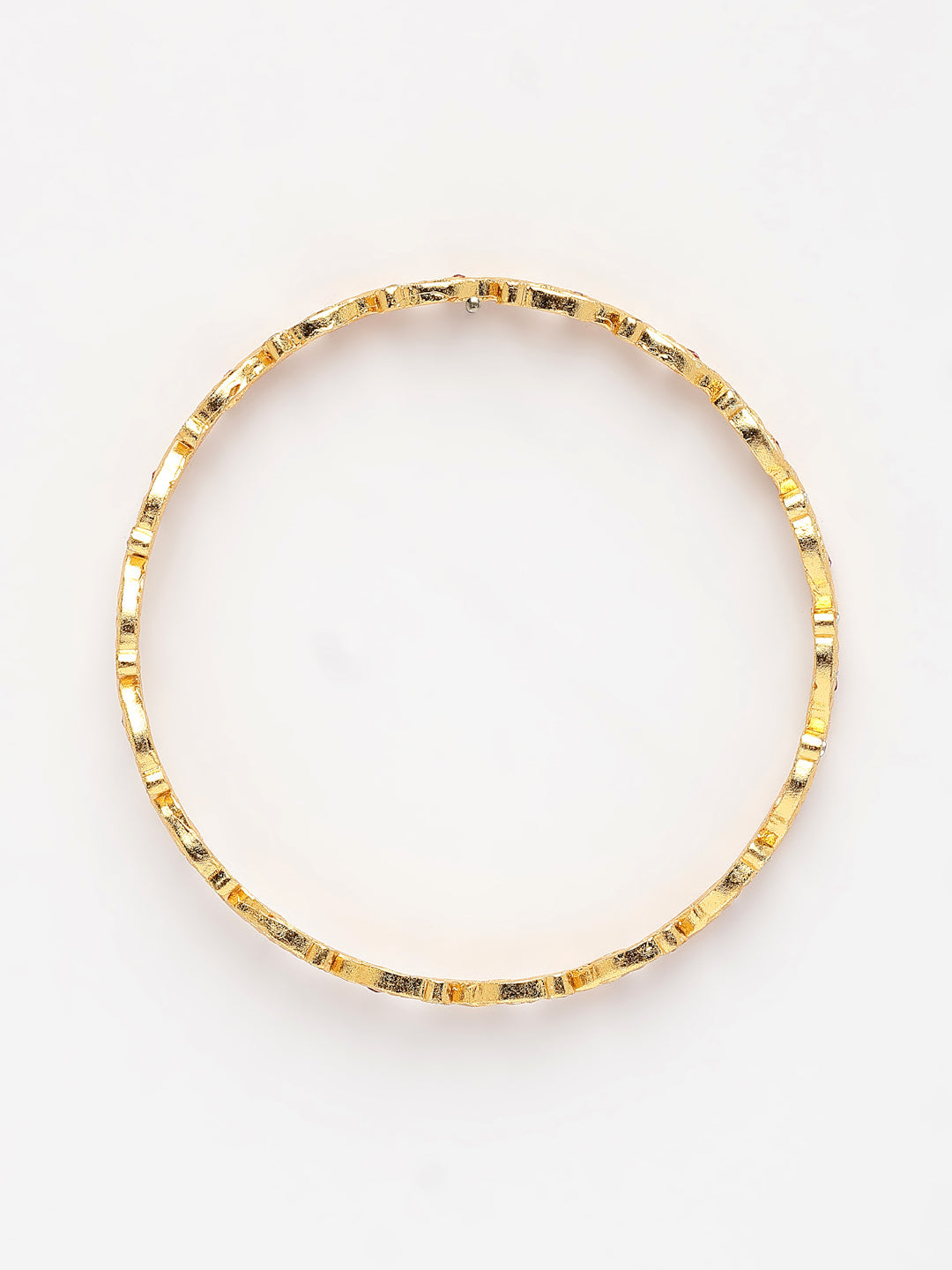 NVR Women's Set of 2 Gold-Polished Cubic Zirconia Stone Studded Bangles