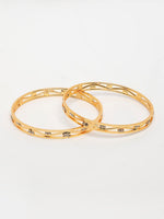 Thumbnail for NVR Women's Set of 2 Gold-Polished Cubic Zirconia Stone Studded Bangles