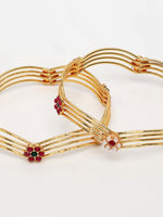 Thumbnail for NVR Women's Set of 2 Gold-Polished Artificial Stones Traditional Bangles