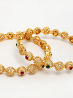 Thumbnail for NVR Women's Set of 2 Gold-Polished Artificial Stones Traditional Bangles