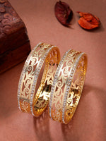 Thumbnail for NVR Women's Set of 2 Gold-Polished Cubic Zirconia Stone Studded Kada Bangles