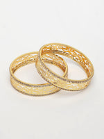 Thumbnail for NVR Women's Set of 2 Gold-Polished Cubic Zirconia Stone Studded Kada Bangles