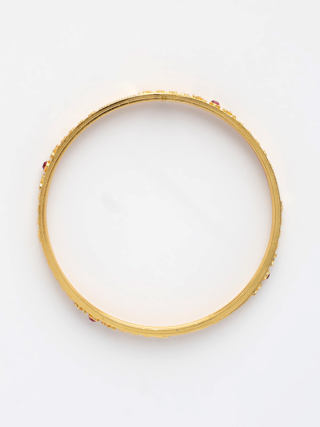 NVR Women's Set of 4 Gold-Polished Artificial Stones Traditional Bangles