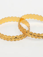 Thumbnail for NVR Women's Set of 2 Gold-Polished Leaf Shaped Kada Bangles