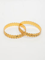 Thumbnail for NVR Women's Set of 2 Gold-Polished Leaf Shaped Kada Bangles