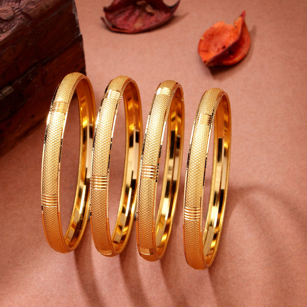 NVR Women's Set of 4 Gold-Polished Traditional Bangles - Distacart
