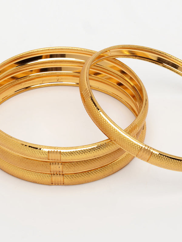 NVR Women's Set of 4 Gold-Polished Traditional Bangles