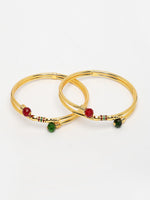 Thumbnail for NVR Women's Set of 2 Gold-Polished Artificial Beads Traditional Bangles