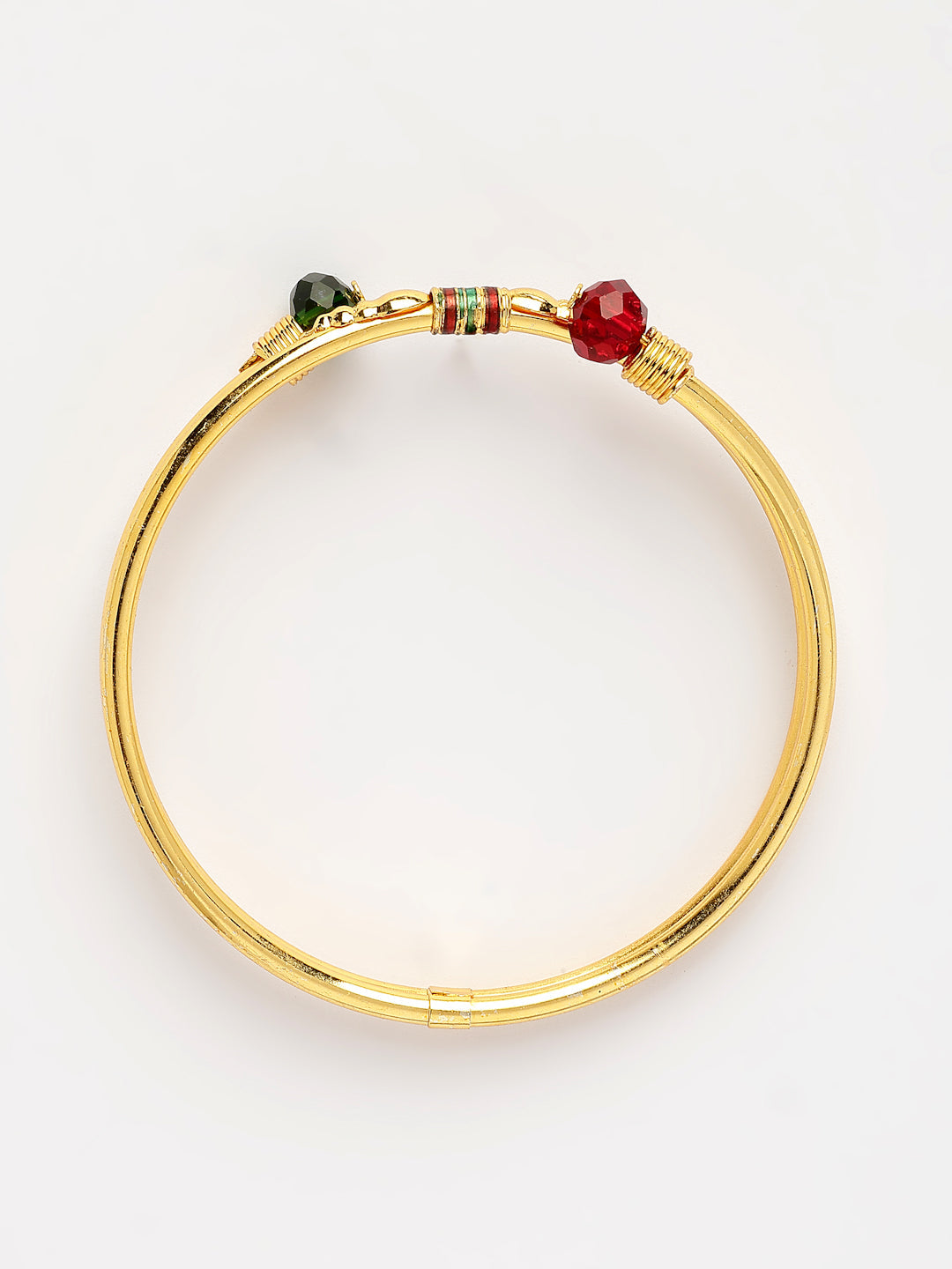NVR Women's Set of 2 Gold-Polished Artificial Beads Traditional Bangles