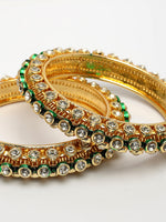 Thumbnail for NVR Women's Set of 2 Gold-Polished Kundan Studded Bangles