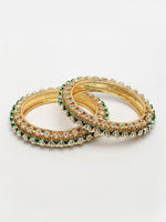Thumbnail for NVR Women's Set of 2 Gold-Polished Kundan Studded Bangles