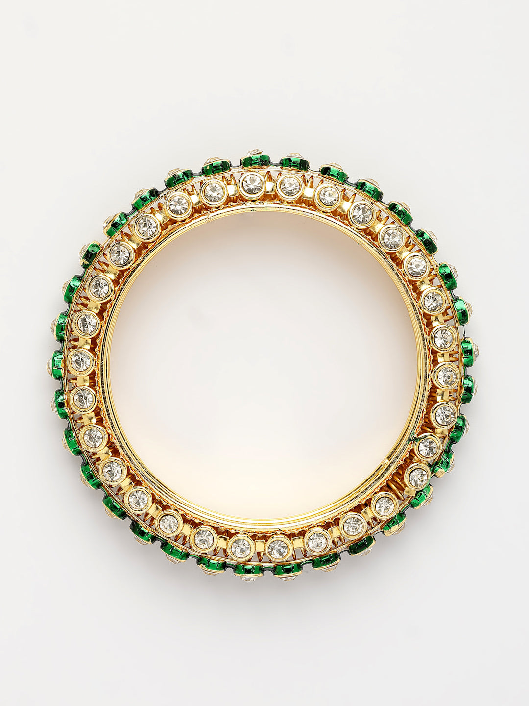 NVR Women's Set of 2 Gold-Polished Kundan Studded Bangles
