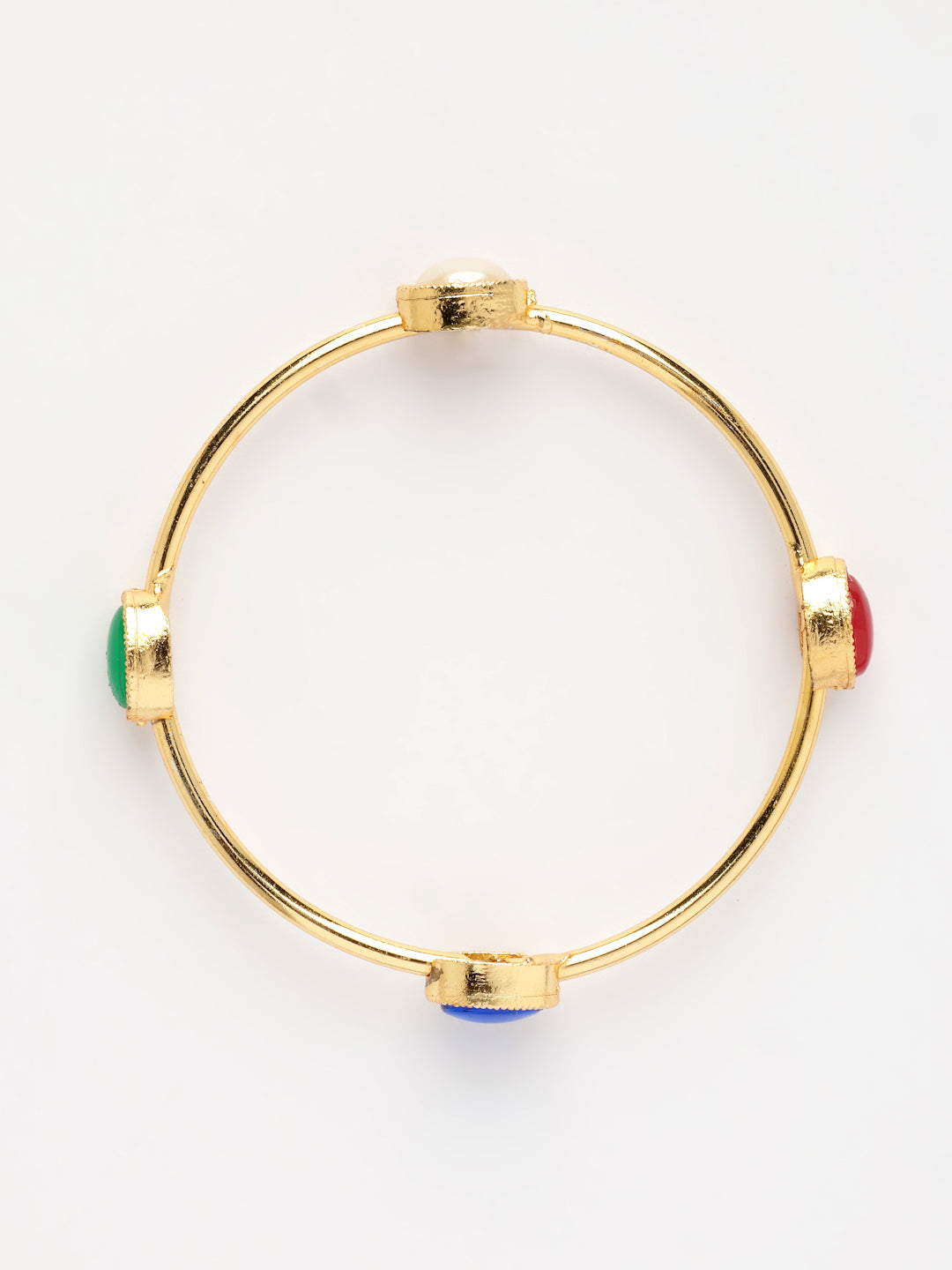 NVR Women's Set of 2 Gold-Polished Artificial Stone Studded Bangles
