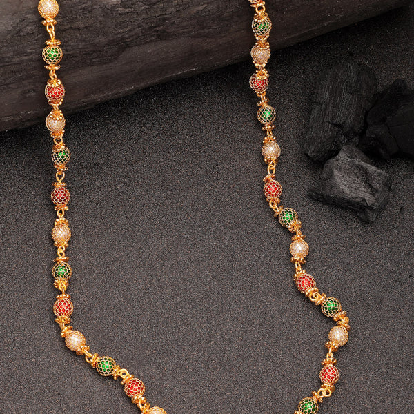 NVR Women's Multi color Gold-Polished Artificial Beads Chain - Distacart