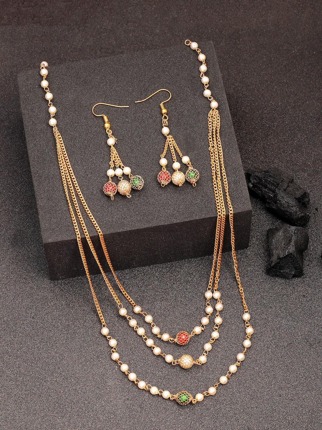 NVR Women's Multi color Gold-Polished Artificial Beads Jewellery Set - Distacart