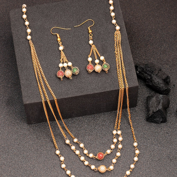 NVR Women's Multi color Gold-Polished Artificial Beads Jewellery Set - Distacart
