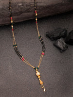 Thumbnail for NVR Women's Gold-Polished Artificial Stones Studded & Beaded Mangalsutra