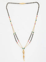 Thumbnail for NVR Women's Gold-Polished Artificial Stones Studded & Beaded Mangalsutra